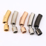 JF1253 Stainless Steel Locking Clasp Bayonet Style Leather Cord Clasp Snap-In Stainless Steel Clasps Closure with Button