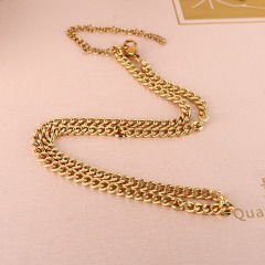 NM1062 Dainty Chic Gold Plated  Snake / Curb Cuban Chain Paperclip U Figaro Link Chain Necklace for ladies Women