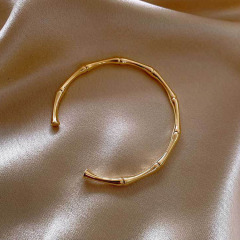BA1044 18K Gold Plated Bamboo Brass Bracelet Silver Plated Hand Cuff Bangle Bracelet