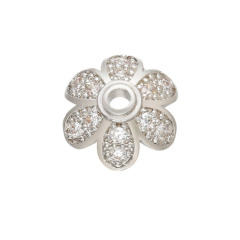 CZ7954 Fashion Jewelry Diy Supplies CZ Micro Pave Flower Shape Tip End Beads