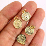 JS1496 Christian Jewelry Supplies Charms,Small 18k Gold Plated The Virgin Mary Coin Jesus Medal Charms
