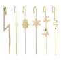 EC1736 CZ Micro Pave Bar Ear Pin Jewellery Cartilage earring Edgy Long pin Hook  ear cuff Climber earring Needle earring