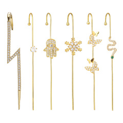 EC1736 CZ Micro Pave Bar Ear Pin Jewellery Cartilage earring Edgy Long pin Hook ear cuff Climber earring Needle earring EC1736 CZ Micro Pave Bar Ear Pin Jewellery Cartilage earring Edgy Long pin Hook ear cuff Climber earring Needle earring