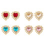 EC1815 Valentine's Day Jewelry Gift, Gold CZ Heart Stud Earrings,Dainty CZ Diamond Heart Charm Stud Earrings