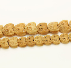 OB086 Wholesale detail Hand Carved Cat face Bone beads
