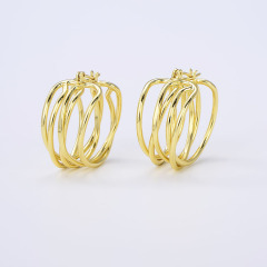 EM1249  Gold Plated Brass Fashion Chic Dainty  Earrings For Women Girls, Ear Jewelry cuff Hoop Huggies Earring, Simple Earrings