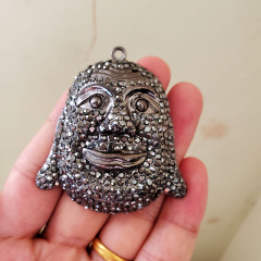 JF7212 Hip Hop jewelry supplies,big large hematite crystal pave gunmetal buddha pendant for necklace making JF7212 Hip Hop jewelry supplies,big large hematite crystal pave gunmetal buddha pendant for necklace making
