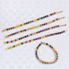 BC1399 Fashion Rainbow Cubic Zirconia Tennis bracelet,  Multicolor dainty CZ Zircon Tennis Buckle Bracelet