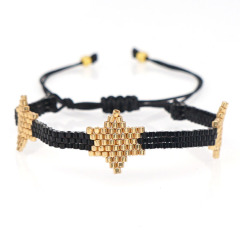 BG1090 Chic Loom Miyuki Seed Beads Bracelet Gold Star Adjustable Amulet Charm Bracelet