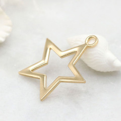 JS1487 Popular 14K Real Gold Plated Hollow Pentagram Star Charm Pendants JS1487 Popular 14K Real Gold Plated Hollow Pentagram Star Charm Pendants