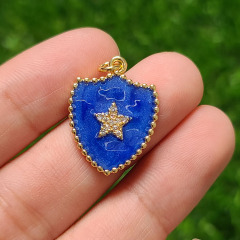 CZ8398 Gold Plated cz diamond pave enamel shield star charms Pendant gift for lady