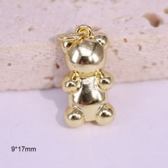 CZ8535 new Small Mini 18K Gold Plated brass Cubic Zirconia diamond micro Pave Cute bear Charm Pendant