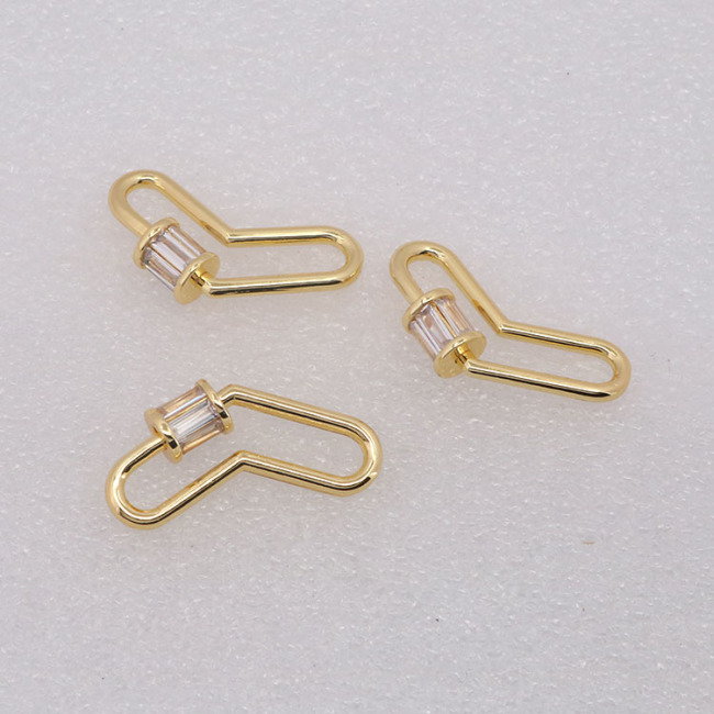 CZ8061 14K Gold Plated Diamond Heart OVal Shape Screw Clasp, CZ Star lightning Bolt Lock  Clasp Buckle Carabiners