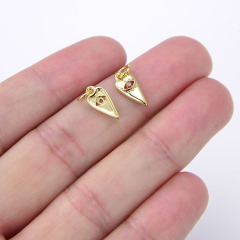 CZ8248 Real 18k Gold Plated Mini CZ Paved Evil Eyes Heart Charms Pendants for Jewelry Making