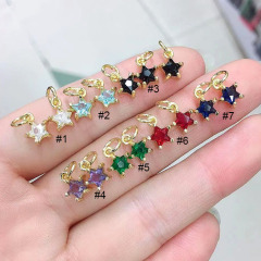 CZ8325 Dainty MIini Rainbow Celestial Jewelry supplies minimal Mini CZ Pave Star Charm,Small Diamond Cubic Zirconia Star Charms