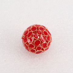 CZ7989 Hot Sale Multicolor Chunky 18K Gold Plated Enamel Hollow Ball Jewelry Pendant Connector Charm