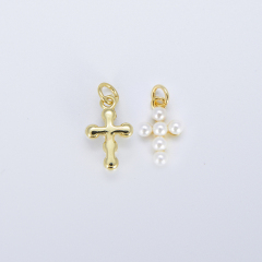 CZ8331 high quality tiny mini CZ micro pave diamond cross pendant charms, pearls cubic zirconia Christian religion pendant