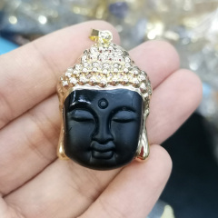 JF7338 Gold Plated Crystal Glass buddha head charm pendants,religious buddhist pendants