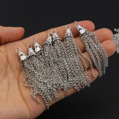 JS1145 Fashion jewelry supplies silver metal chain tassel charms