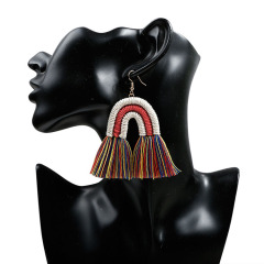 ET1065 Fashion tassel short earring multilayer handmade cotton thread hairball bohemian jewelry earring for women