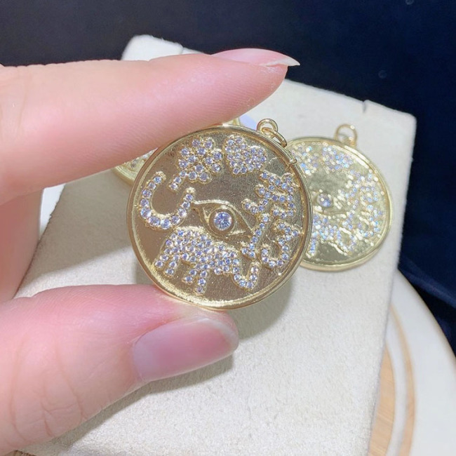 CZ8282 CZ Micro Pave Assorted Evil Eyes Disc Pendant,Diamond Inlay Disc Charm Pendant, Cubic Zirconia Hamsa Hand Pave Pendants
