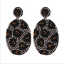EG1021 High Quality Dainty Tiny Miyuki Seed Beaded Leopard Oval Shape Drop Earrings