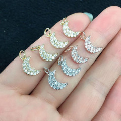 CZ8219 Dainty Love HeartJewelry supplies minimal Mini CZ Micro Pave Moon Charm,Small Diamond Cubic Zirconia Crescent Charms