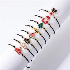 BG1053 Christmas Holiday Jewelry  Gift Delicate Tiny Minimal Dainty Miyuki Seed Beaded Pattern Christmas Charm Bracelet