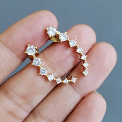 EC1425 Popular Dainty Gold Plated Diamond CZ Micro Pave Crawler Stud Earrings