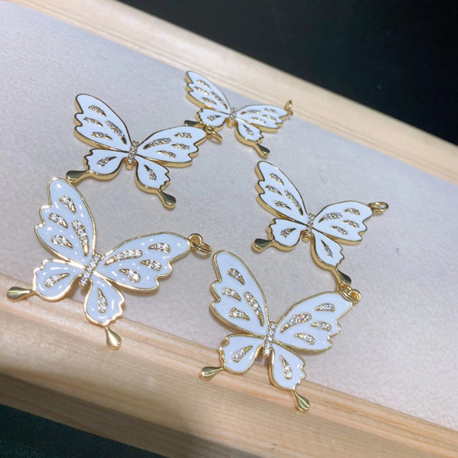 CZ8406 Gold Plated CZ diamond pave colored butterfly enamel charms Pendant