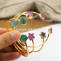 BRH1521 Fashion Gold Plated Natural Quartz Druzy Cuff Bangle,Heart Star Druzy Bangle