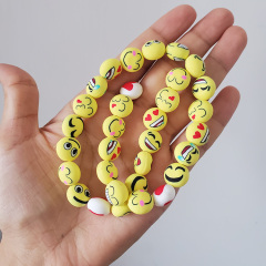 Colorful Clay Jewelry Beads Yellow Polymer Clay Smiley Face Emoji Focal Bracelet Beads for Kids Jewelry