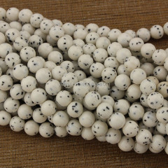 TB0390 Hot sale black spot white stone beads,Black Spot Mashan Jade Beads