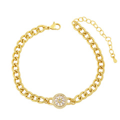 BC1335 Fashion Gold plated Brass CZ Micro Pave wrist Ladies chain bracelet heart and butterfly charm women copper bracelet