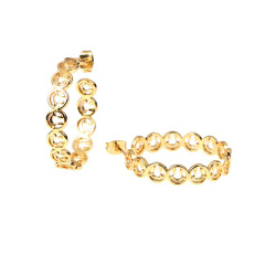 EC1788  2021Chic Gold Plated CZ Micro Pave Smiley Happy Face Emoji Hoops Earring for Women 2021