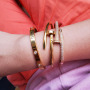 BA1020 Popular Womens Gold plated CZ Micro Pave Nail Bangles Bracelets