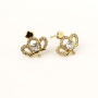 EC1244 Earring Findings Gold CZ Micro Pave Fish Heart Eye Cross Star Skull Stud Earring Post with Connector Open Ring Loop