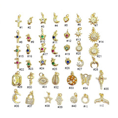 CZ8116 Hot sale small tiny Minimalist mini gold CZ micro diamond pave pendant charms Chic Jewelry supplies