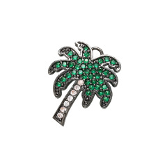 CZ7748 Gold Green CZ Micro Pave Coconut Palm Tree Charm Pendants