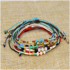 BG1085 Hot Chic Dainty Fine Woven Miyuki Seed bead with Crystal Focal Beads Rope Adjustable Friendship Bracelets for Girl