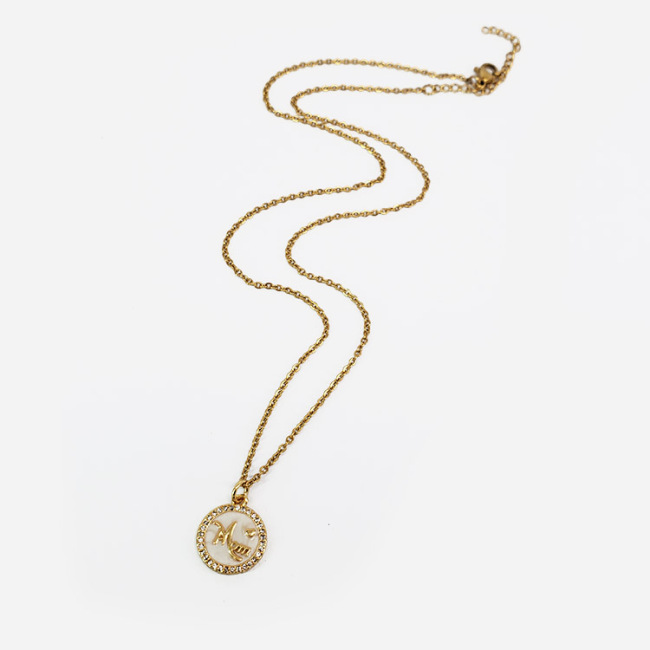 NS1195 Trendy enamel heart pendant women necklace,fashion water proof stainless steel O chain Diamond star ladies necklace