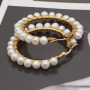 EP1003 trendy pearl ladies earring, fashion stainless steel women hoop earring
