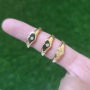 RM1249 Dainty Gold Plated Diamond Star Signet Heart Adjustable Statment Rings for Ladies Women
