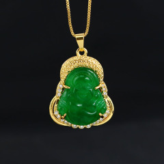 Brass Buddha Pendant Necklace Multi Color Natural Jade Religious Maitreya Jade Pendant Buddha Necklace Brass Buddha Pendant Necklace Multi Color Natural Jade Religious Maitreya Jade Pendant Buddha Necklace