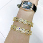 BC2038 Fashion 18K Gold Plated Brass Bracelet Zircon CZ Micro Pave Smiley Happy Face Link Chain Hand Cuff Chain Bangle Bracelets