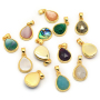 JF7283  Dainty Faceted Natural Semiprecious Stone Teardrop Pendants,Tiny Gold Bezel Faceted Gem Teardrop Pendant