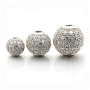 CZ6389 Wholesale CZ Micro Pave Round Ball Bead Cubic Zirconia Pave Beads 18k Gold Ball Spacer Beads For Jewelry Making