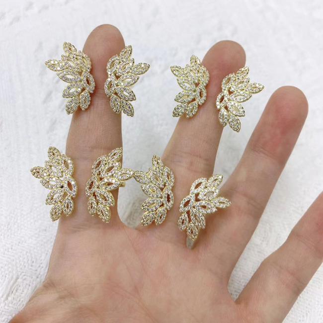 RM1374 Chic 18k gold CZ Baugette Cluster Flower Sun Heart Flower Rings For Ladies Girls