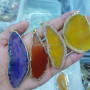 JF6695 Wholesale gold electroplated druzy agate slice pendant