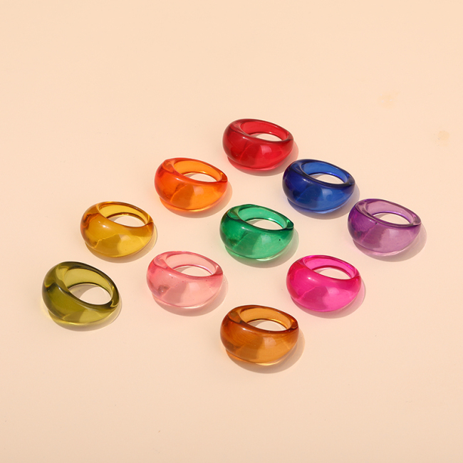 RR1001 Populuar 90s Acrylic Ring Chunky Cellulose Acetate Resin Marbled Dome Ring